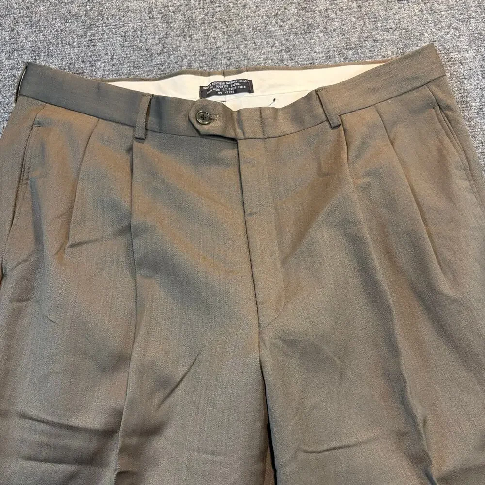 Albert Nipon Golden Fil Wool Suit Mens 42R Taupe Brown 2 Piece Set Blazer Pants